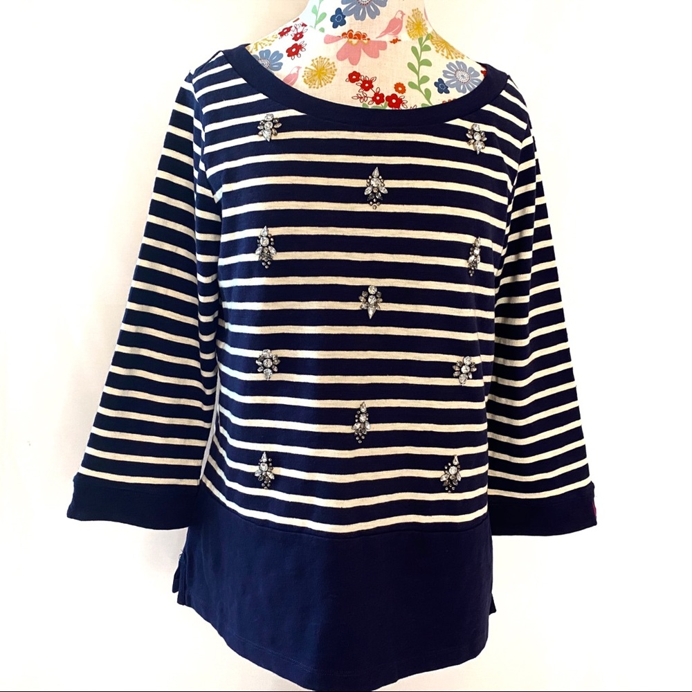 Joules Clothing Pullover Jeweled Striped Top